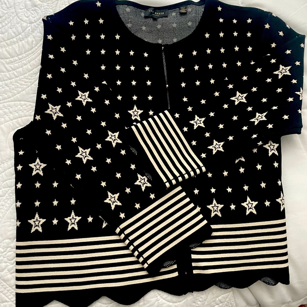 TED BAKER DESIGNER SWEATER/Black and cream/sizeM/never worn/